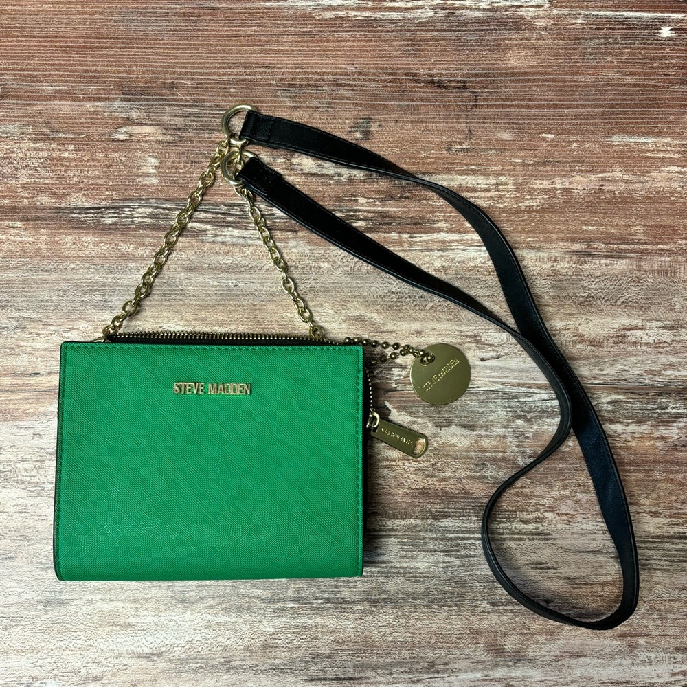 VGUC Steve Madden Emerald Green Crossbody Bag Purse Wallet Travel Statement